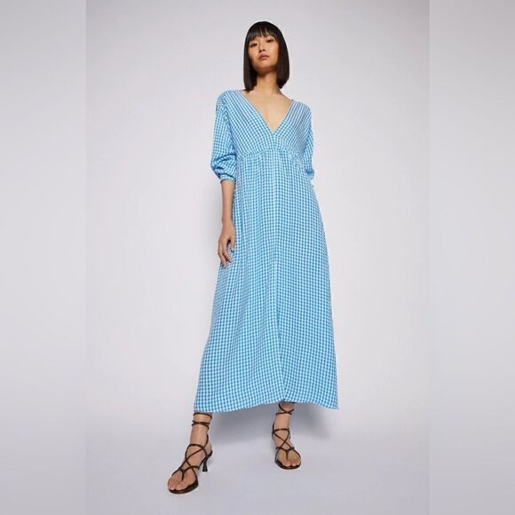 Scanlan Theodore Gingham Wrap Maxi Dress - size 8 - Picture 1 of 12